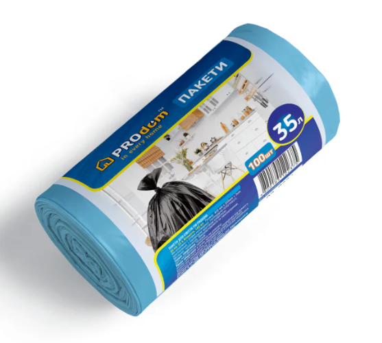 Пакети для сміття 35*100 сині ТМ PROdom